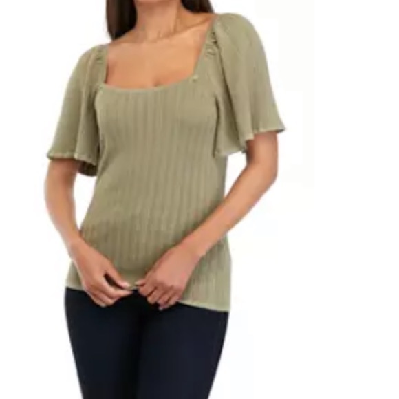 NEW Catherine Malandrino Women’s Pointelle Square Neck Blouse Multiple Sizes - Picture 1 of 9